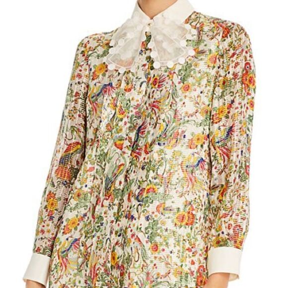 Tory Burch Printed Silk Botanical Dress, NWT - Picture 8 of 11